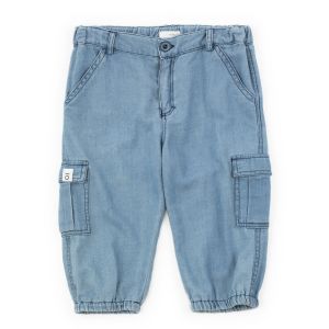 Pantaloni Cargo in Denim Delavé